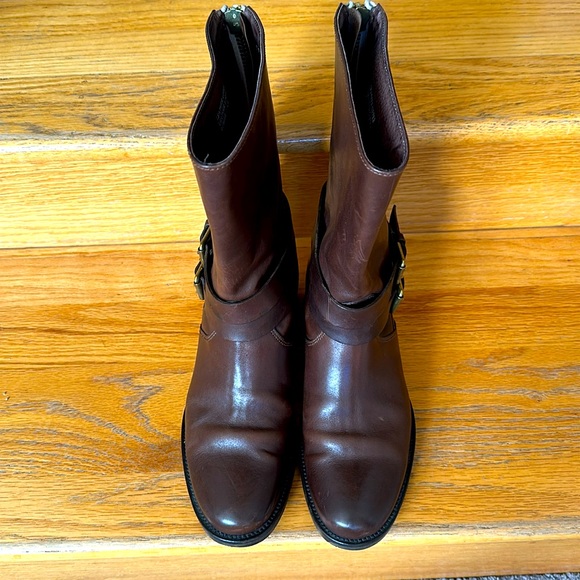 J. Crew Size 8 Moto Boots Brown Leather with Buckle Straps - Picture 4 of 4